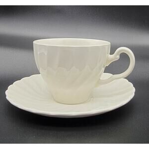 Johnson Bros. Regency Swirl White Tea Cup and Saucer Set